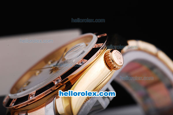 Rolex Day-Date Oyster Perpetual Automatic with White Dial,Diamond Marking and Gold-Diamond Bezel - Click Image to Close